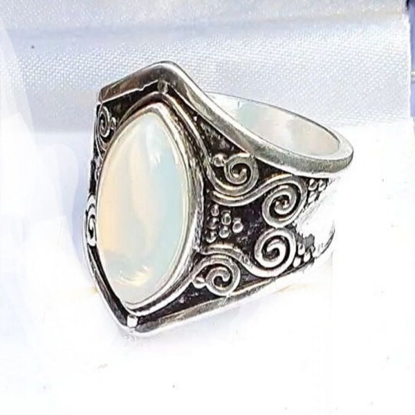 2020 Vintage Silver Stone Ring for Women Gothic Bohemian Boho Goth Jewellary