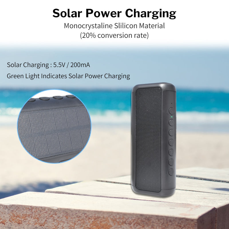 Waterproof Bluetooth Speaker Portable Column Wireless Stereo Music Box Solar Power Bank Boombox MP3 Loudspeaker Outdoor Speakers