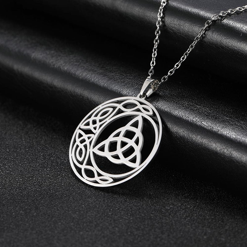 Stainless Steel Necklace Gothic Irish Knot Silvery/Golden Necklaces Pendent 