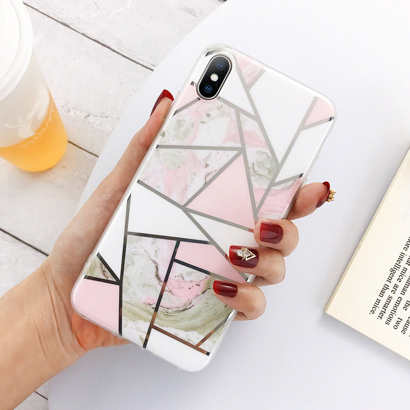 Geometric Marble Texture iPhone 11 X XR XS Max 11 Pro Max Soft Cases Cover For iPhone 6 6S 7 8 Plus