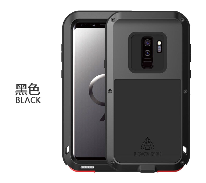 Samsung S9 + Plus Shock Dirt Proof Water Resistant Metal Armor Aluminum Silicon Cover Phone Case