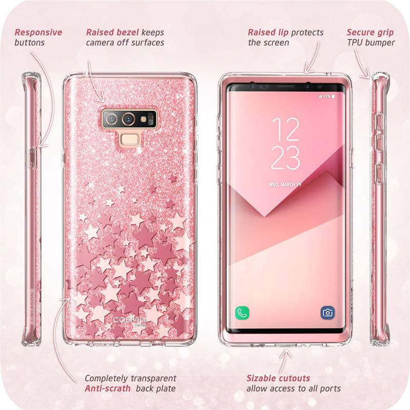 Samsung Galaxy Note 9 - Full-Body Glitter Marble Bumper Protective Cover Built-in Screen Protector