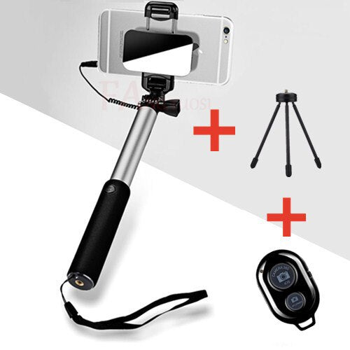 Handheld Tripod Wired Mini Selfie Stick Bundles Bluetooth Remote Tripod