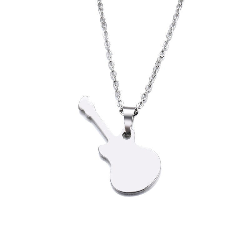 Stainless Steel Necklace Lover's Guitar Gold And Silver Color Pendant Necklace Music