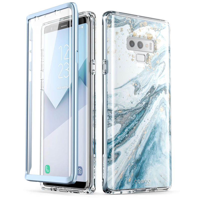 Samsung Galaxy Note 9 - Full-Body Glitter Marble Bumper Protective Cover Built-in Screen Protector