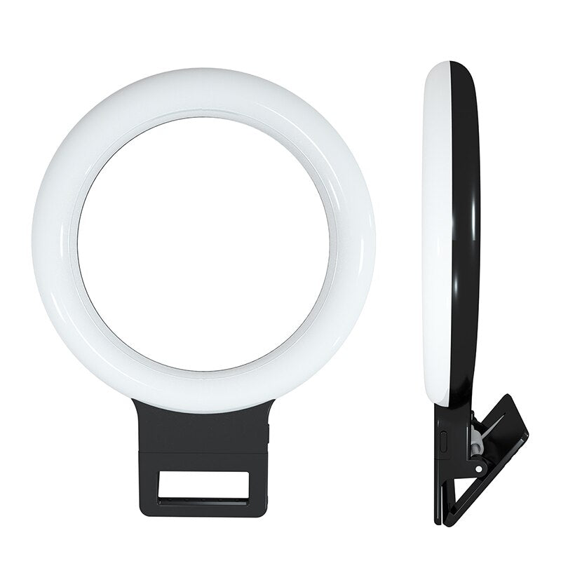 USB Charge LED Selfie Ring Light for iPhone X 8 7 Xs Phone Supplementary Lighting Night Darkness Selfie Enhancing Fill Light