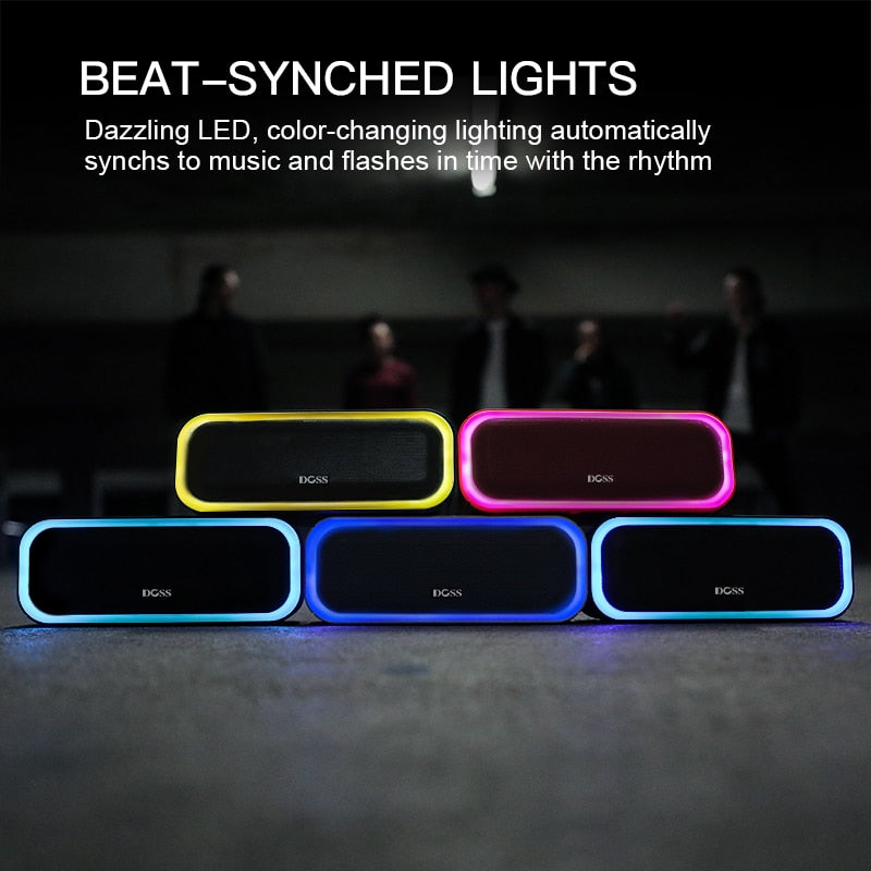 Wireless Bluetooth Speaker 2*10 Drivers with Flashing LED Light Enhanced Bass Stereo Sound IPX5 Waterproof