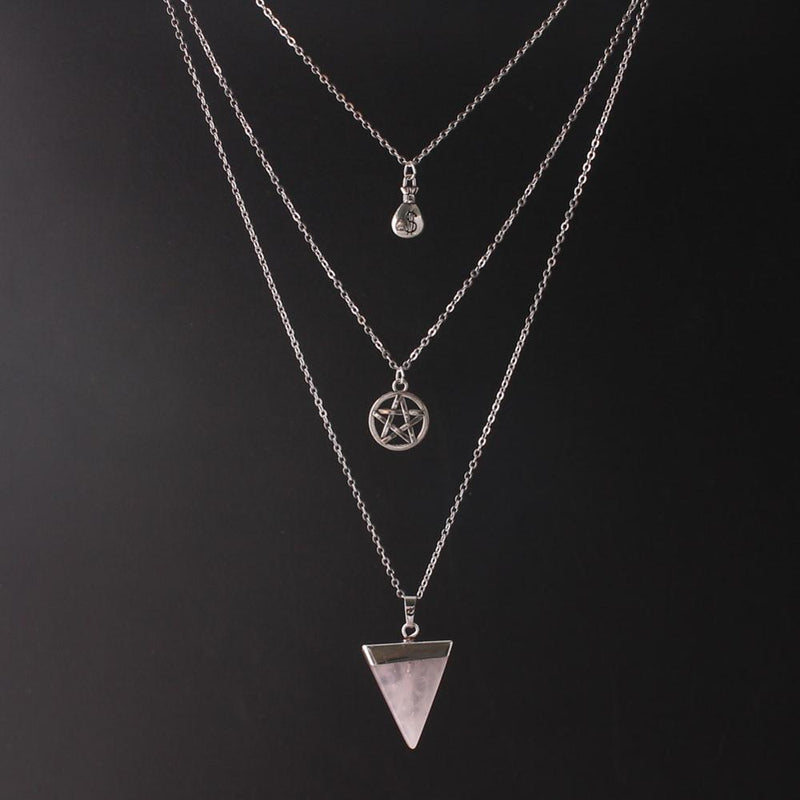 Semi Gems Goth Jewerally Star PentagramPagan Wiccan Witch Gothic Pendant Protection Necklace