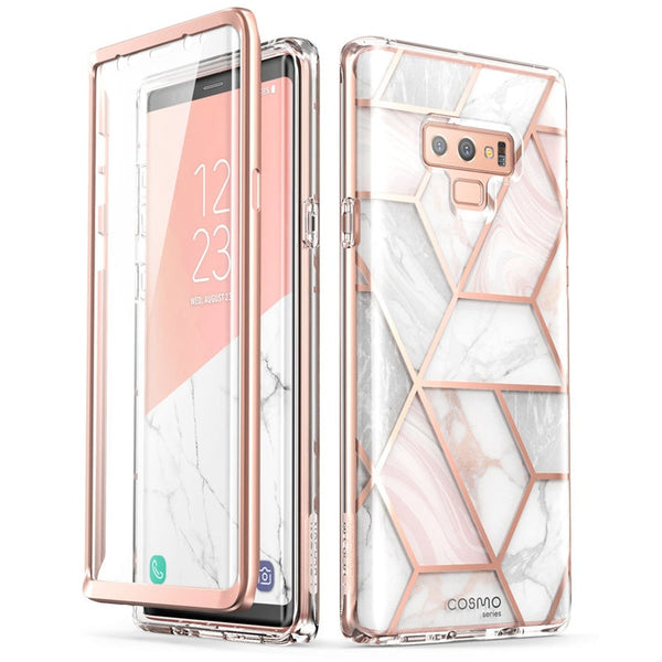 Samsung Galaxy Note 9 - Full-Body Glitter Marble Bumper Protective Cover Built-in Screen Protector