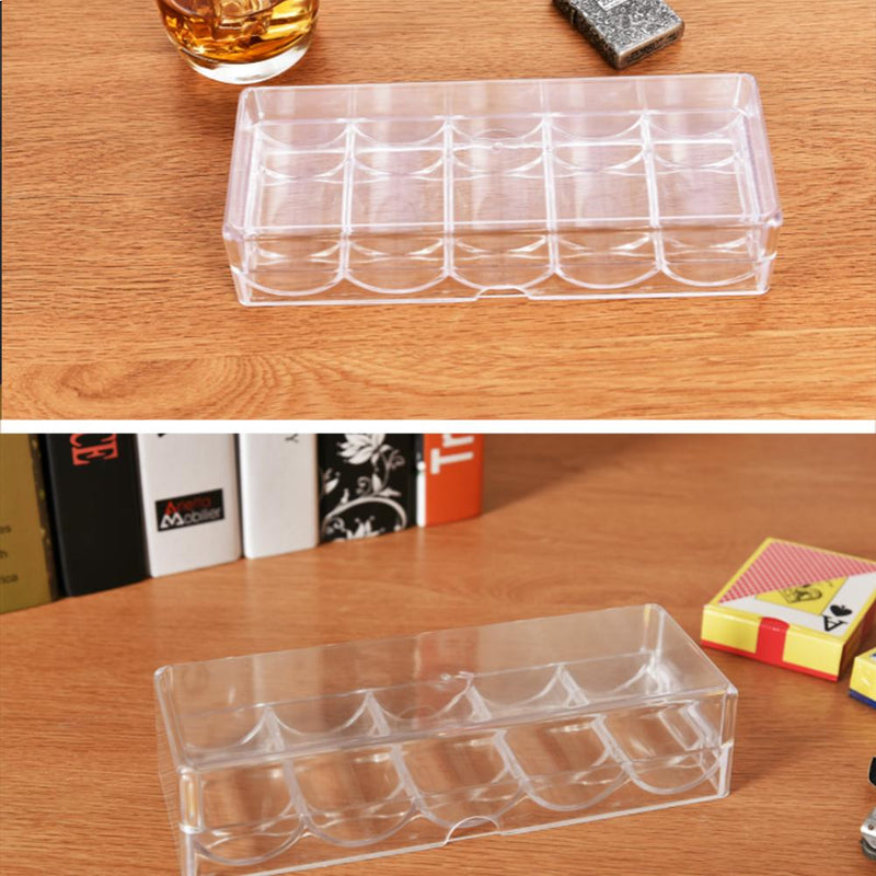 Poker Chips Set Box Poker Acrylic Fine Chips Transparent Box Casino Game Tray Chips Case With Covers Poker Chips Box 1