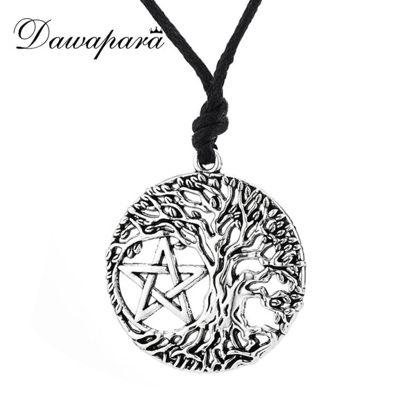 Yggdrasil Pentacle Pentagram Tree of Life Pendant Collar Wicca Pagan Vintage Accessories Goth