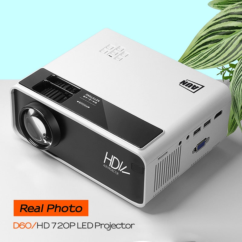 LED MINI Projector D60, 1280x720P Resolution Portable 3D Beamer Home Cinema, Optional Android WIFI 