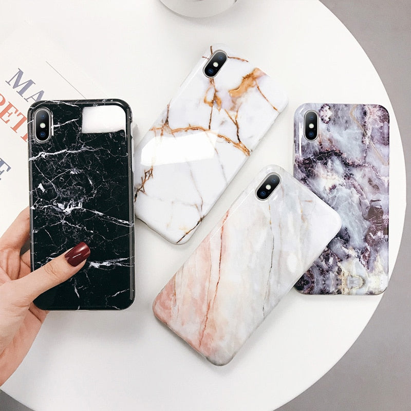 Geometric Marble Texture iPhone 11 X XR XS Max 11 Pro Max Soft Cases Cover For iPhone 6 6S 7 8 Plus