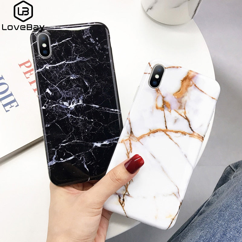 Geometric Marble Texture iPhone 11 X XR XS Max 11 Pro Max Soft Cases Cover For iPhone 6 6S 7 8 Plus