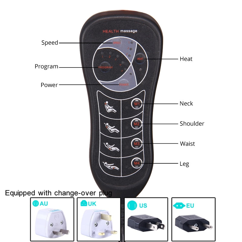 Electric Portable Heating Vibrating Back Massager Chair Car Home Office Lumbar Neck Mattress Pain Relief