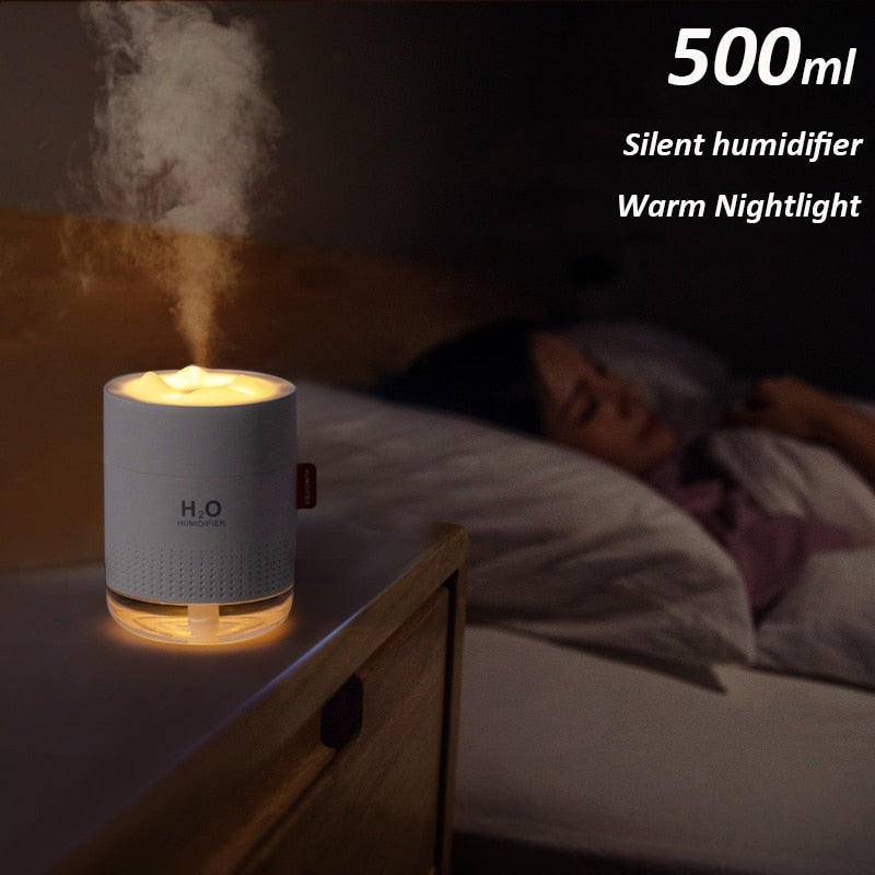 Portable Ultrasonic Humidifier 500ML Snow Mountain H2O USB Aroma Air Diffuser With Romantic Night Lamp Humidificador Difusor